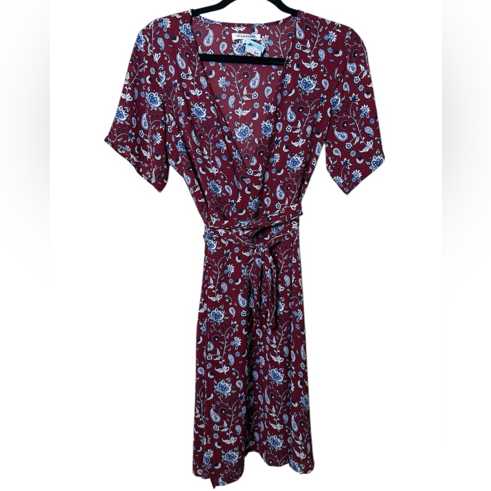 Glamorous Burgundy and Blue Floral Midi Dress